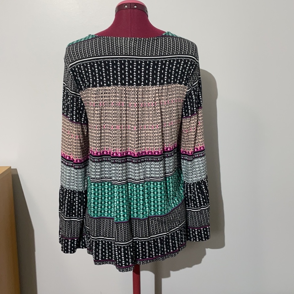 Style & Co. patterned blouse with tassel - Picture 4 of 7